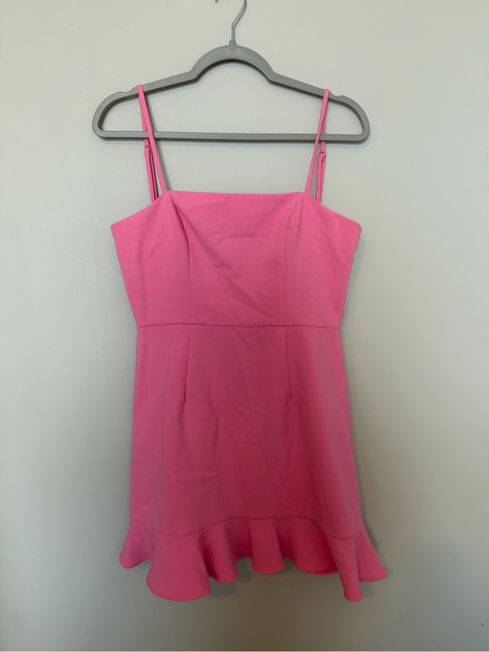 French Connection Pink Spaghetti-Strap Ruffle-Hem Dress